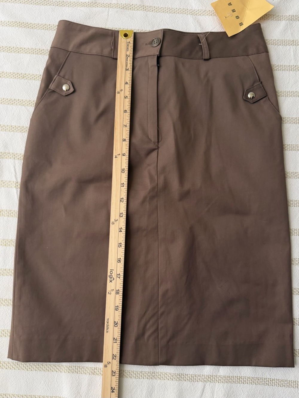 École Creative Design Brown Midi Skirt Size 6 | Minimalist European Chic - Picture 4 of 8